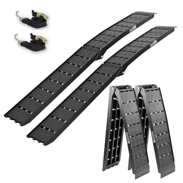 TRUTZHOLM 2 x Auffahrrampe 226 x 28,5 cm Traglast 1360 kg Alu klappbar geriffelt schwarz Motorradram