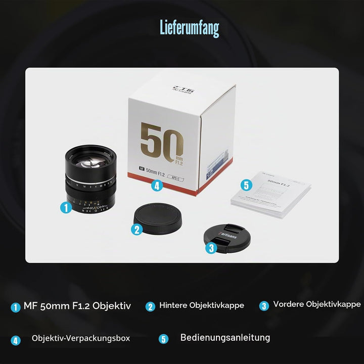 7Artisans 50mm F1.2 für Z-Mount Objektiv, APS-C manueller Fokus, kompatibel mit Nikon Z-Mount ZFC,Z5