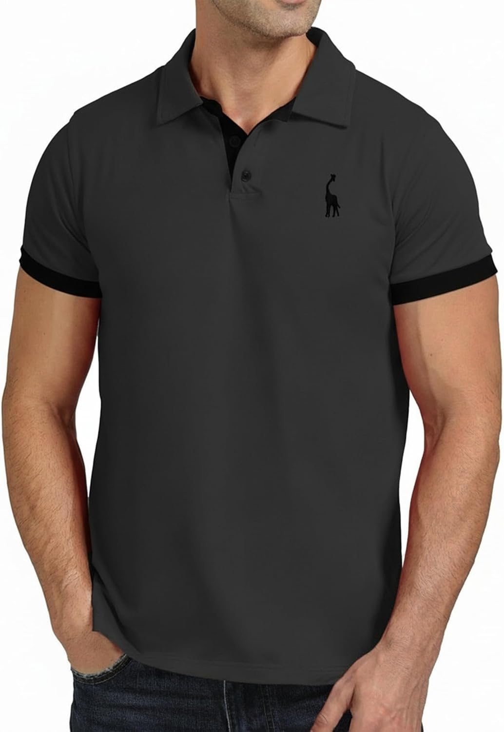 GLESTORE Poloshirt Herren Männer Hemd Herren Kurzarm Shirt Sommer M Grau&schwarz, M Grau&schwarz