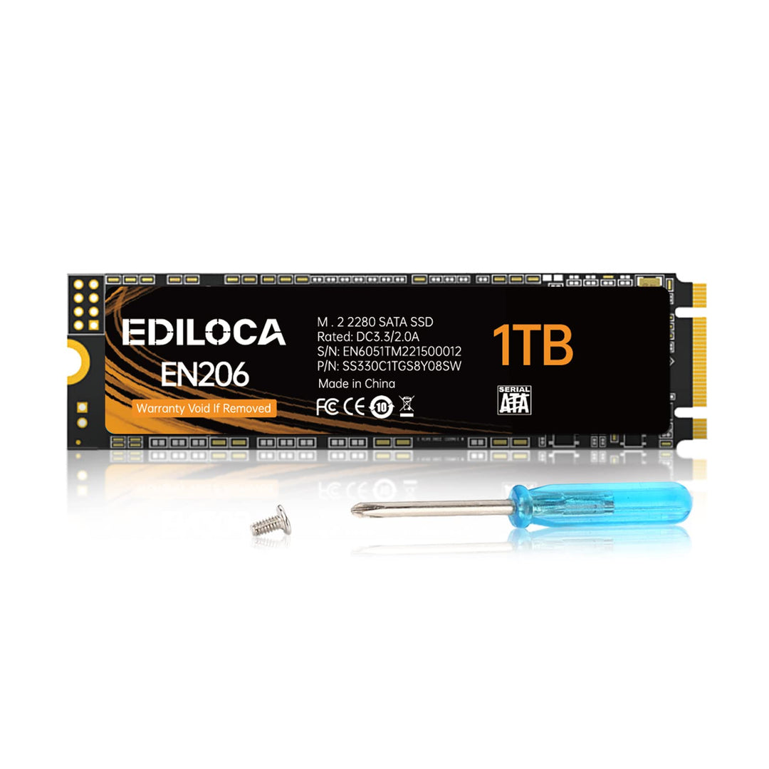 Ediloca EN206 1TB 3D NAND M.2 SSD, M.2 2280 SATA III 6Gb/s SSD interne Festplatte, Lese-/Schreibgesc