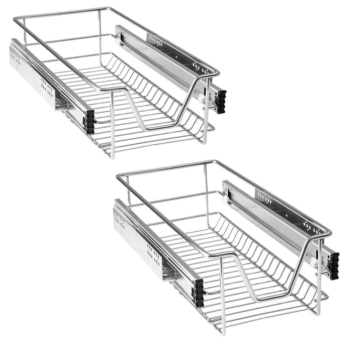 HENGMEI 2X Küchenschrank Teleskopschublade 30cm Schrankauszug Ausziehbare Ablage Küchenschubladen Or