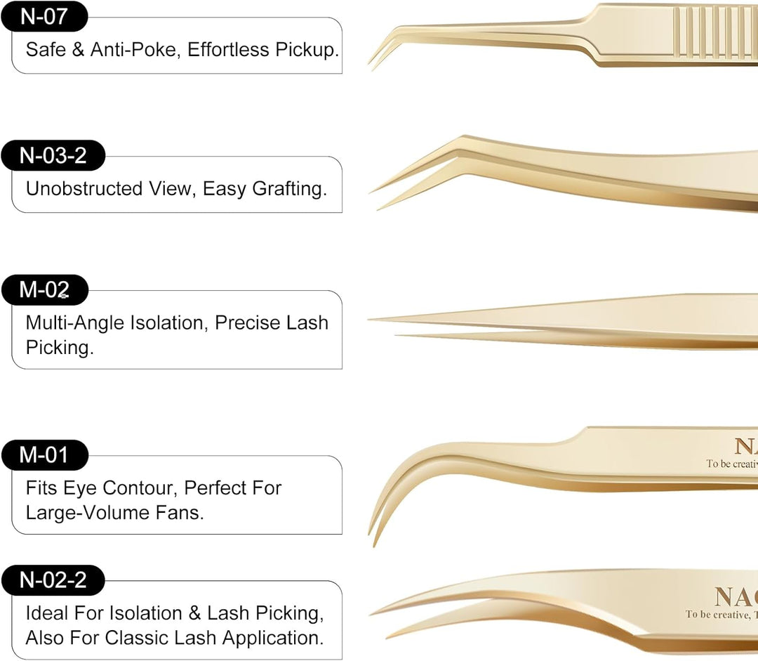 NAGARAKU Wimpernpinzette für Wimpernverlängerung Professionelle Präzisionspinzette Volume Eyelash Ed