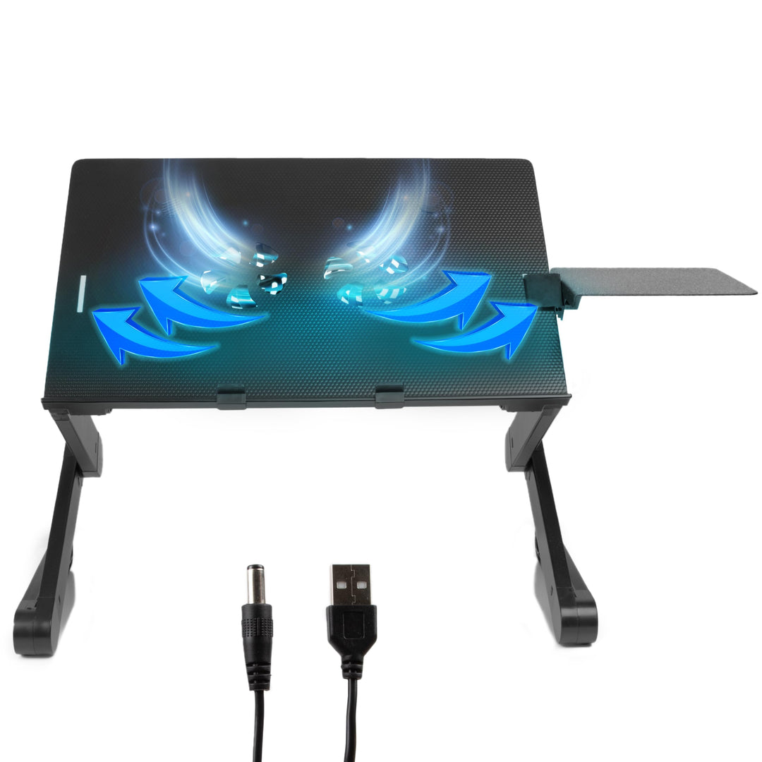 Duronic DML141 höhenverstellbarer Laptopständer mit Laptopkühler und Mousepad, Erhöhung für Laptop b