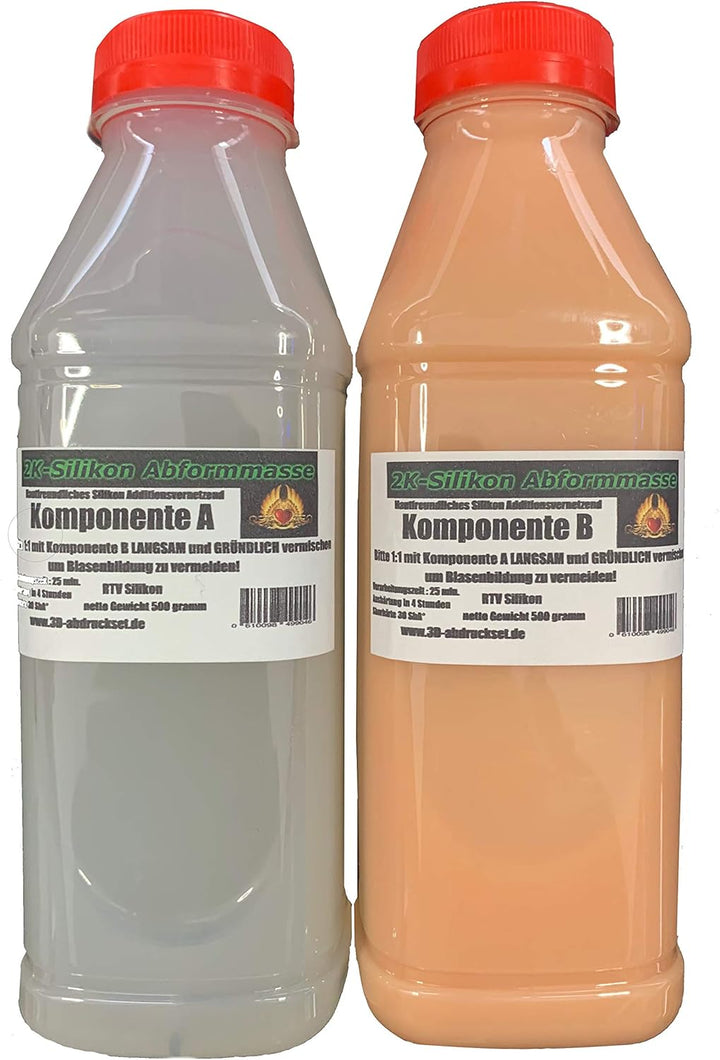 Silikon 2K Hautfreundlich 1 Kg. Additionsvernetzende 2 K Abformmasse in Farbe Deiner Wahl für Abform