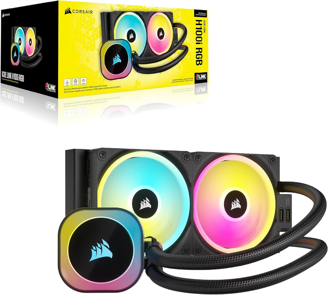 CORSAIR iCUE LINK H100i RGB Flüssig-CPU-Kühler - 240mm AIO - QX120 RGB-Lüfter - Passend Für Intel® L
