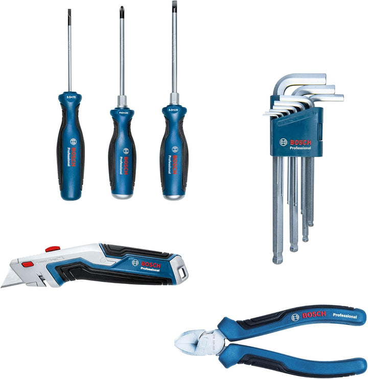 Bosch Professional Combo Kit: Werkzeuggürtel + Handwerkzeug-Set (inkl. 1x Gürtel 108, 1x GWT 2, 1x G