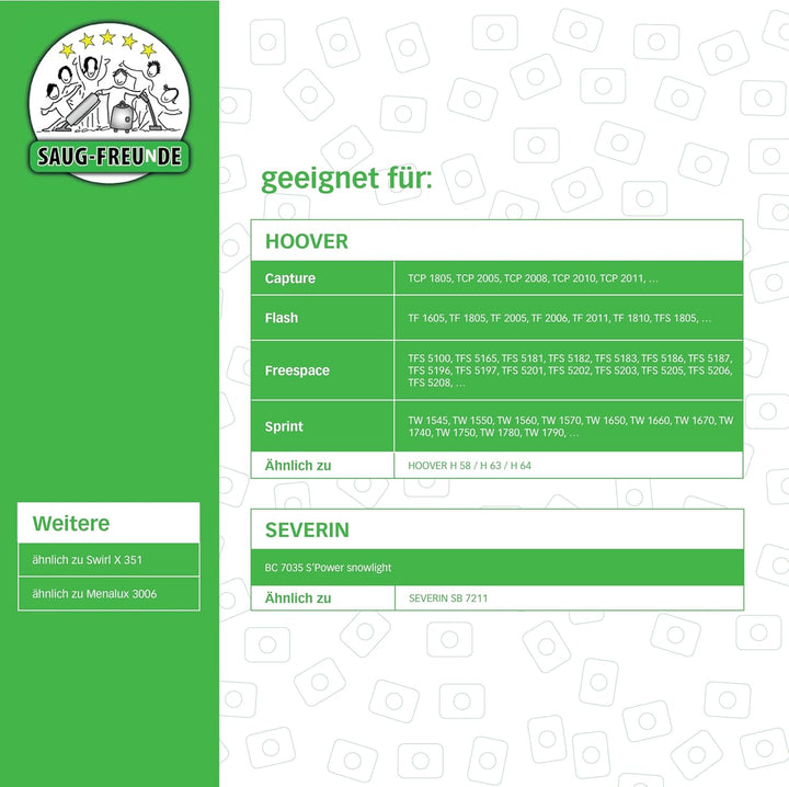 SAUG-FREUnDE I 20 Staubsaugerbeutel für SEVERIN BC 7035 S'Power snowlight, ähnlich SEVERIN SB 7211 (