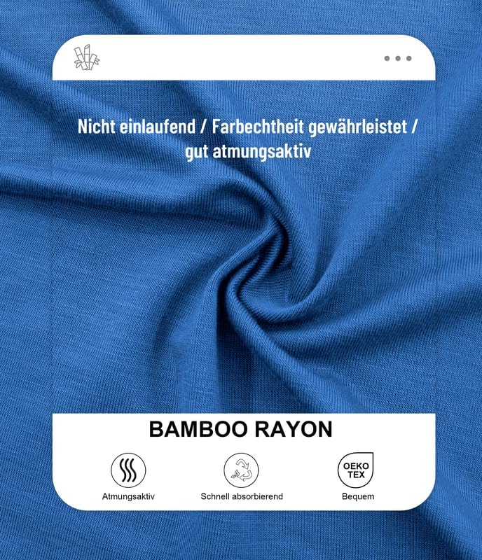 COLORFULLEAF 3/5er Pack Bambus Rundhals T-Shirt Herren Stretch Unterziehshirt Männer Einfarbig Busin