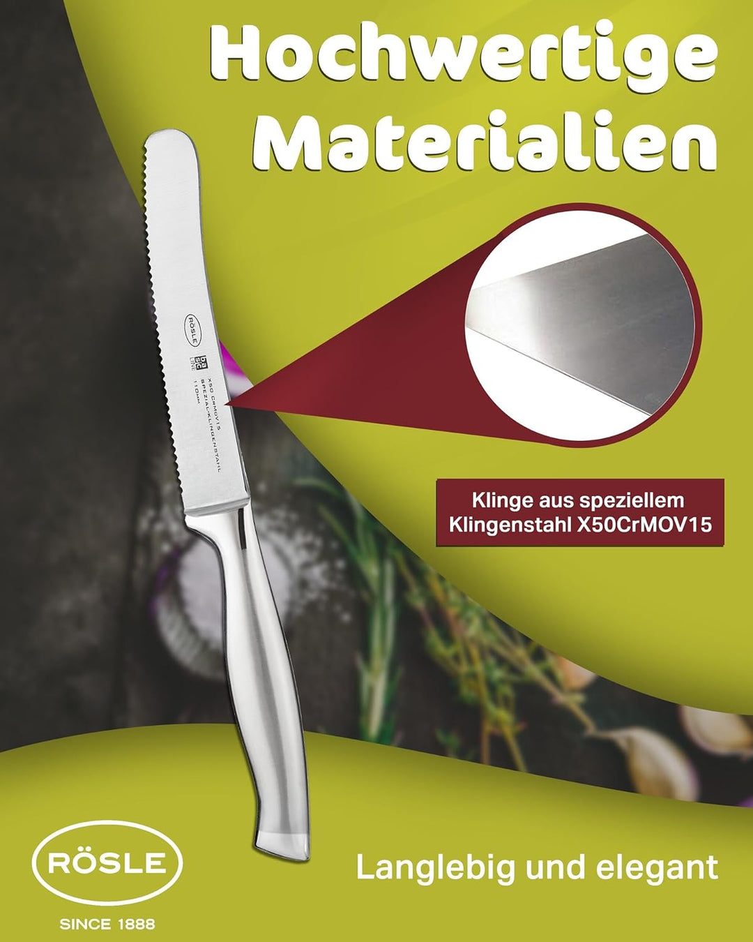 RÖSLE Frühstücksmesser Basic Line - 11 cm, hochwertiges Buttermesser, Brotzeitmesser für Brötchen un