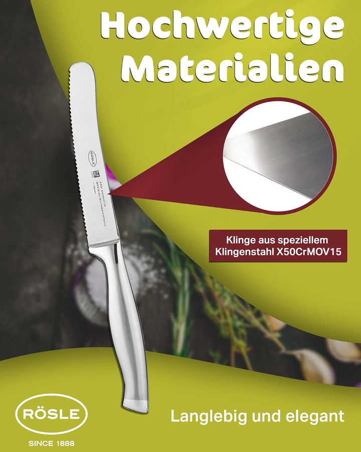 RÖSLE Frühstücksmesser Basic Line - 11 cm, hochwertiges Buttermesser, Brotzeitmesser für Brötchen un
