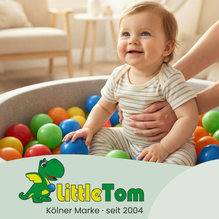 LittleTom 50 Bälle für Bällebad - Bunte Kunststoffbälle für Kinder - robuste Babybälle ideal für Bäl
