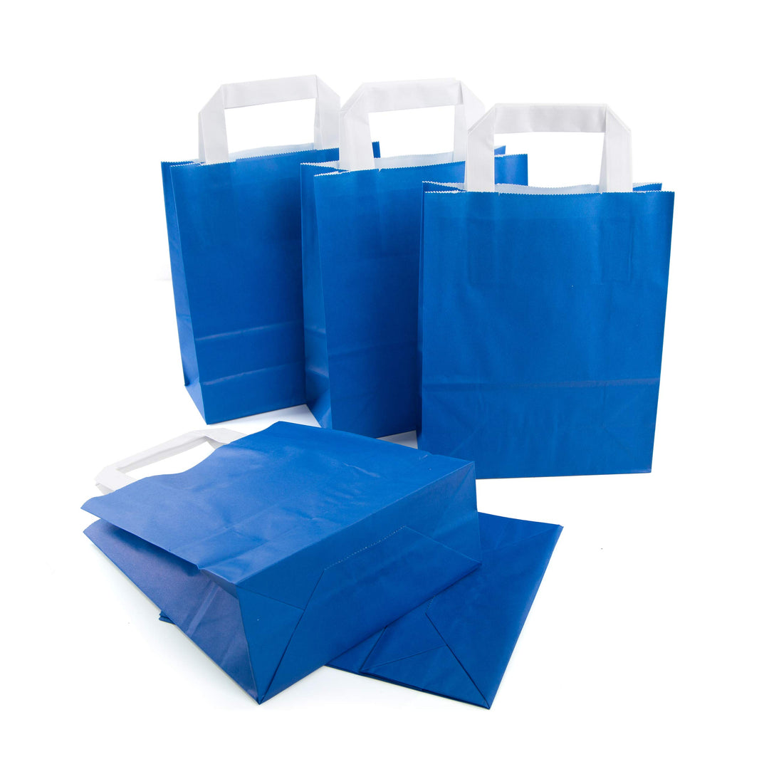Logbuch-Verlag 50 kleine blaue Papiertaschen mit Henkel 18 x 8 x 22 cm Geschenktasche Kunden Geschen