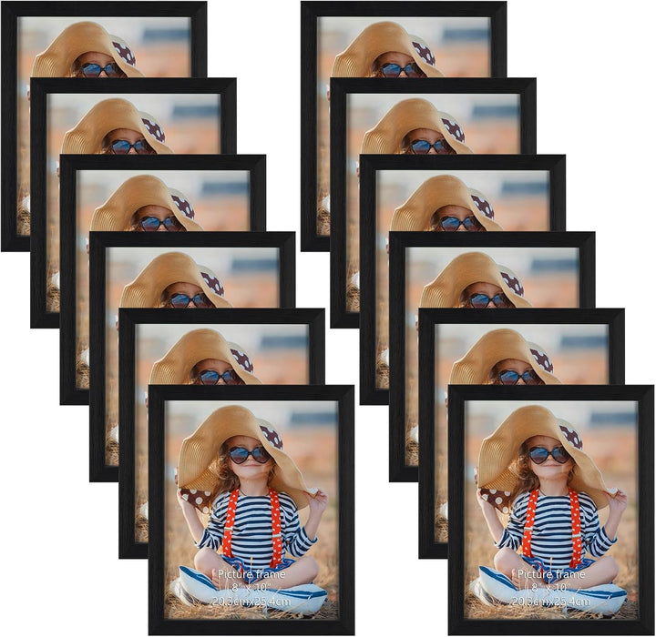 EXYGLO 12er Set Bilderrahmen 20x25 cm, Schwarz Fotorahmen Collage für 25x20 cm Fotos und Bilder, Mod