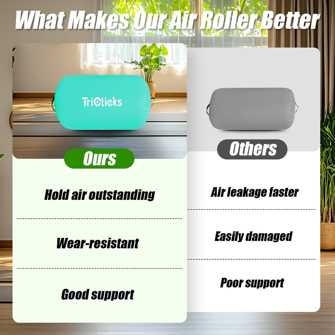 Triclicks Aufblasbare Air Roll Aufblasbare Luft Rollen Air Roller Yoga Roll Gym Air Barrel Gymnastik
