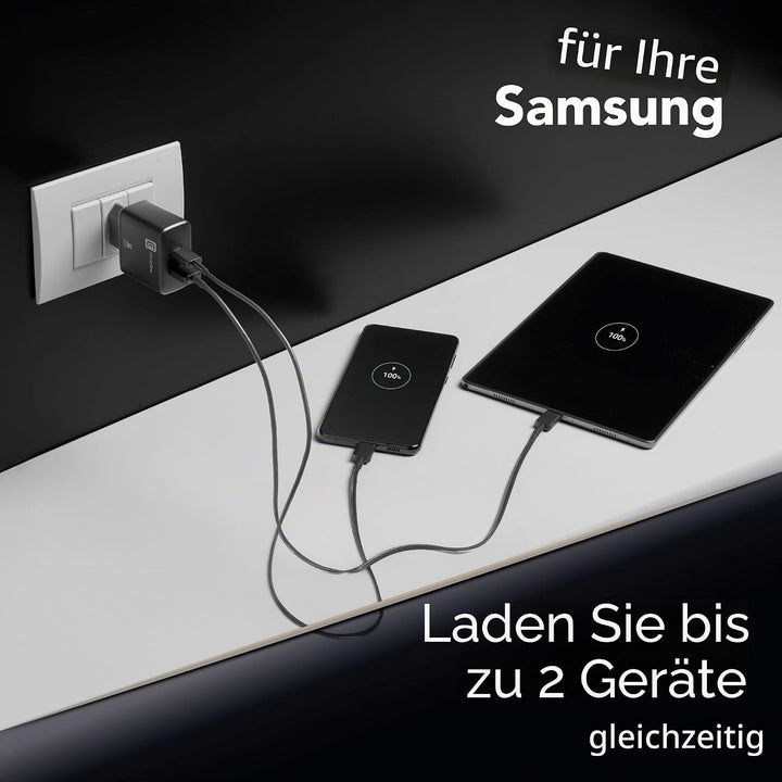 Cellularline | Netzwerk-Ladegerät | USB- und USB-C-Ladegerät mit 2 Anschlüssen und 25-W-Super-Fast-C