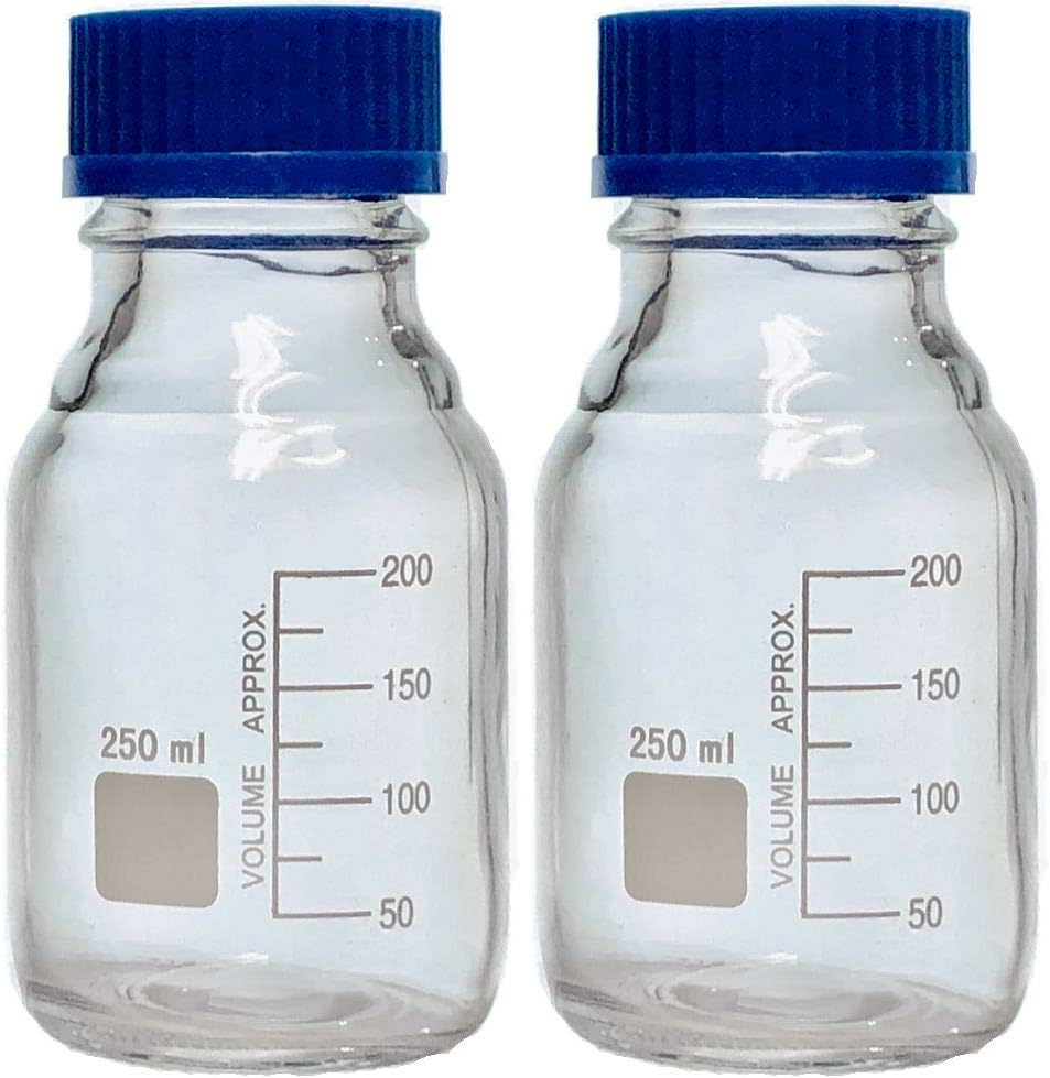 Karter Scientific 251L3 Glasflaschen mit GL45-Schraubverschluss, Borosilikatglas, 250 ml, 2 Stück 25