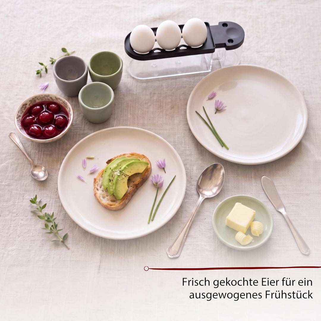 Cloer 6020 Eierkocher, bis zu 3 Eier, herausnehmbarer Eierträger, Servierfunktion, 300 Watt, Kunstst
