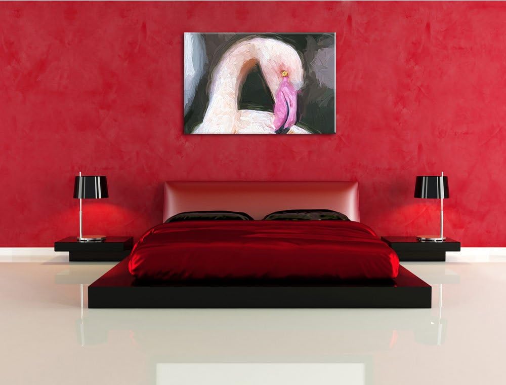 Flamingo beim Putzen Deluxe Format: 100x70 cm auf Leinwand, XXL riesige Bilder fertig gerahmt mit Ke