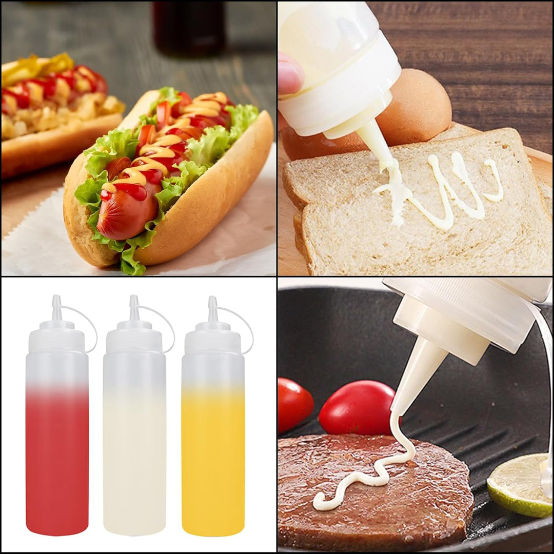 10 Stück Squeeze Flasche 500 ml/16 oz, Plastik Quetschflasche mit Kappen BPA Frei Saucenflasche für