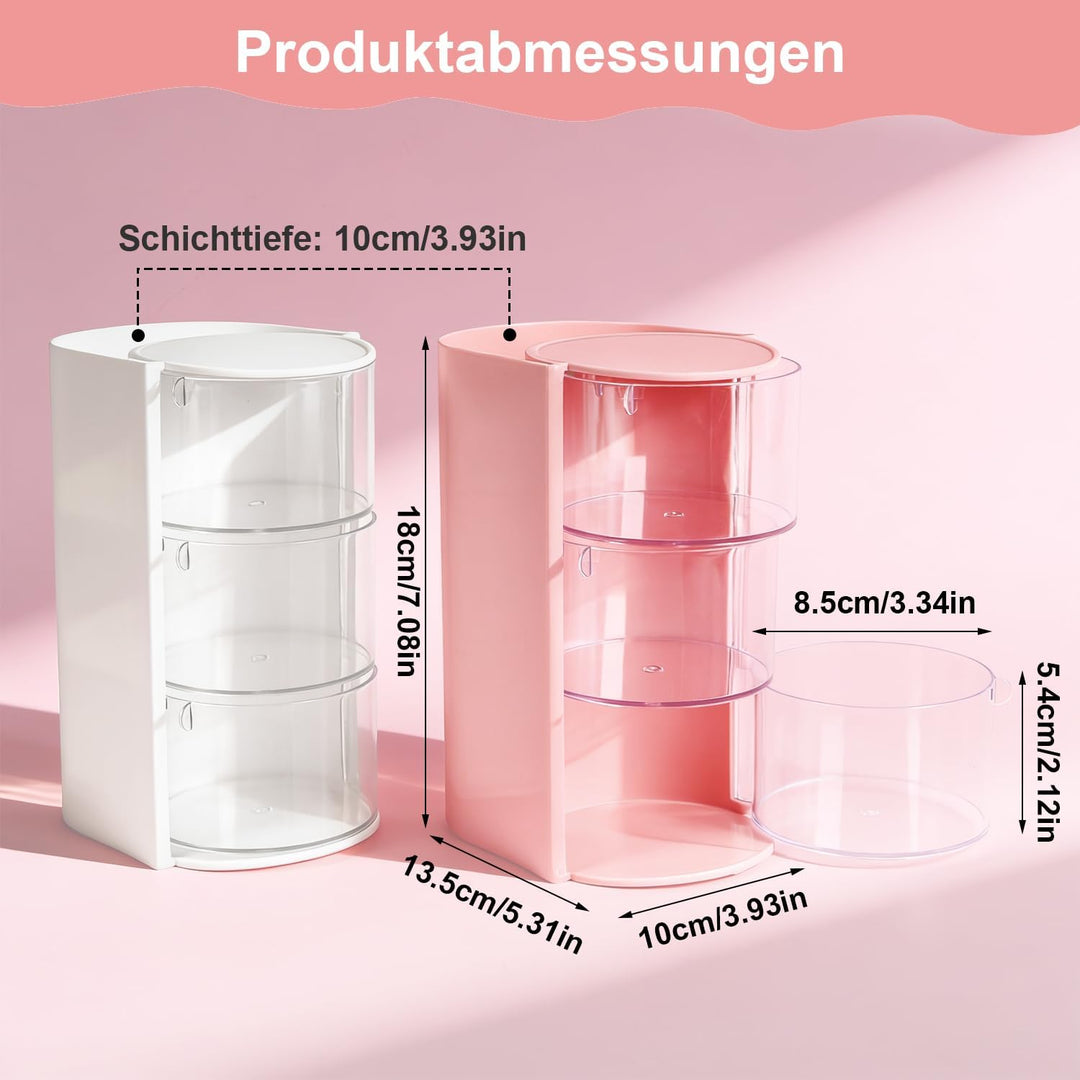 Schminktisch Organizer Haargummi Aufbewahrung 180°Dreh Kosmetik Organizer Schmuck 2Stk 3 Lagig Make
