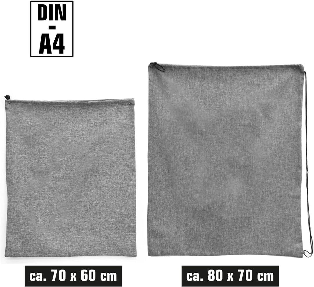 DuneDesign Leinen Look: 100l Wäschesack Gross XXL + 60l Wäschesammler Reise - Wäschesack für Schmutz