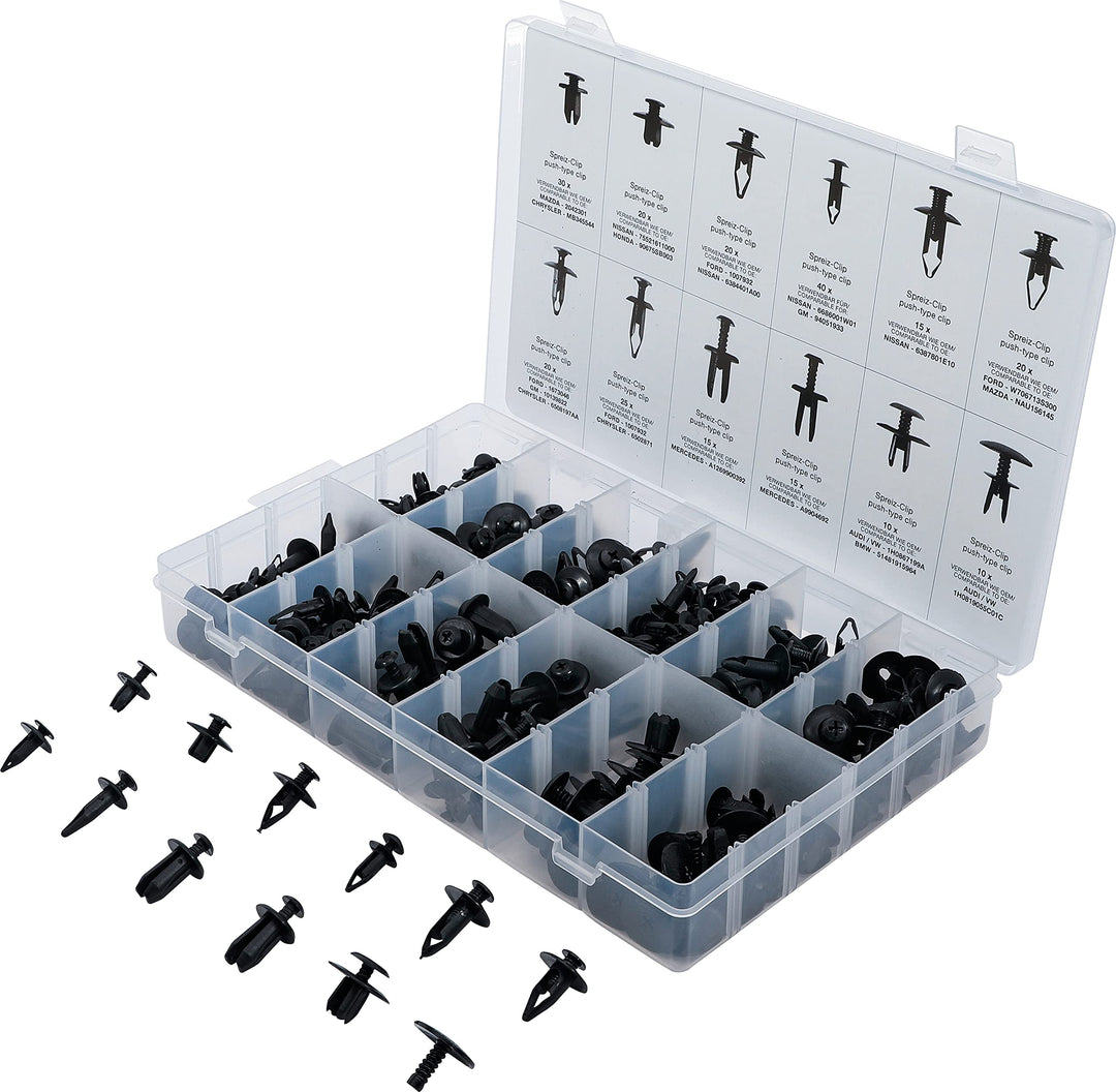 BGS 9057 | Kunststoffspreizclip-Sortiment für Mazda, Honda, Ford, Nissan, VW | 240-tlg.