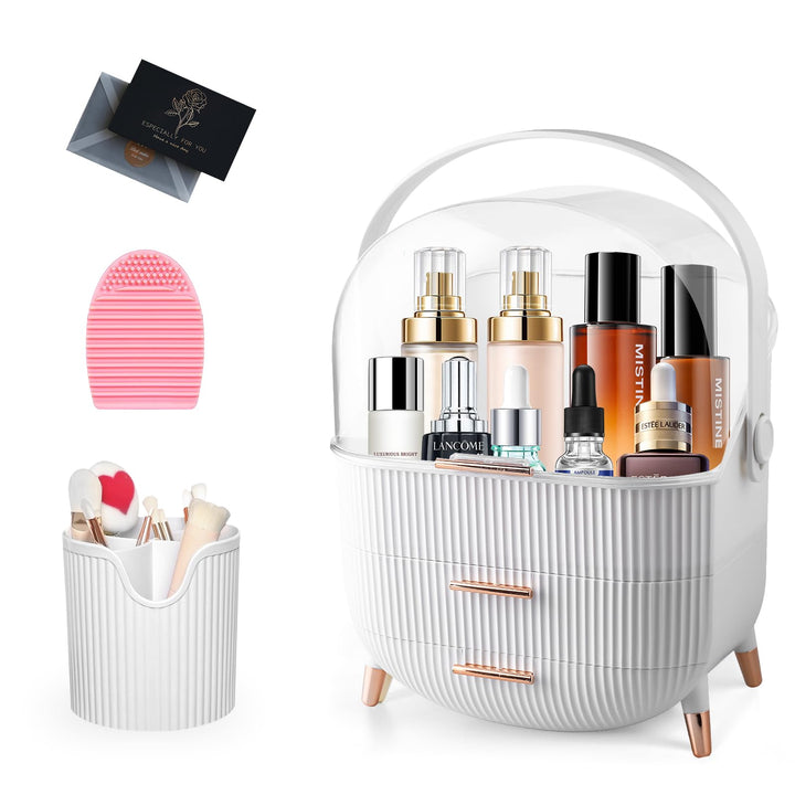 UCAMP Make-up-Organizer mit Reinigungsutensilien und Bürstenhalter–Kosmetikbox aus Kunststoff 3 Eben
