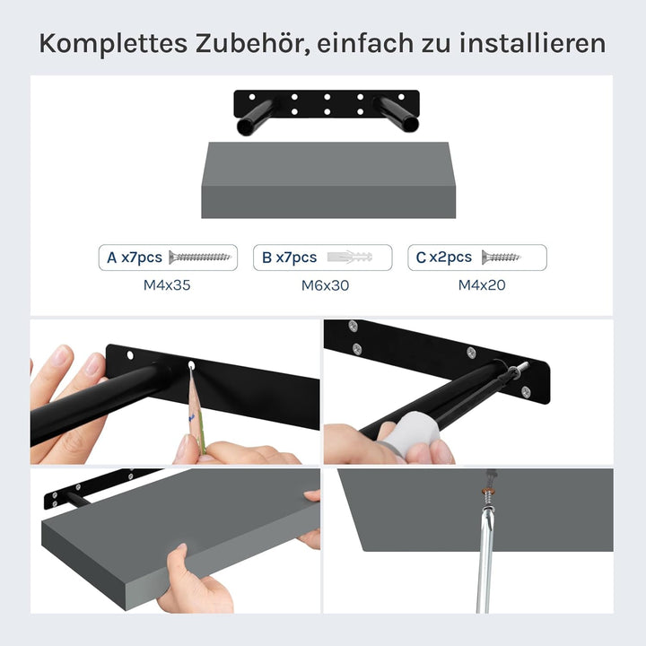 WOLTU Wandregal Set von 3 Regalen Wandboard Freischwebend Schweberegal CD DVD Regal Bücherregal Holz