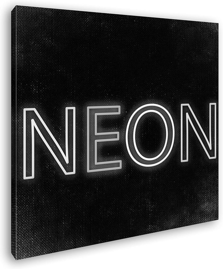 deyoli NEON Schriftzug Format: 70x70 Effekt: Schwarz&Weiss als Leinwandbild, Motiv auf Echtholzrahme