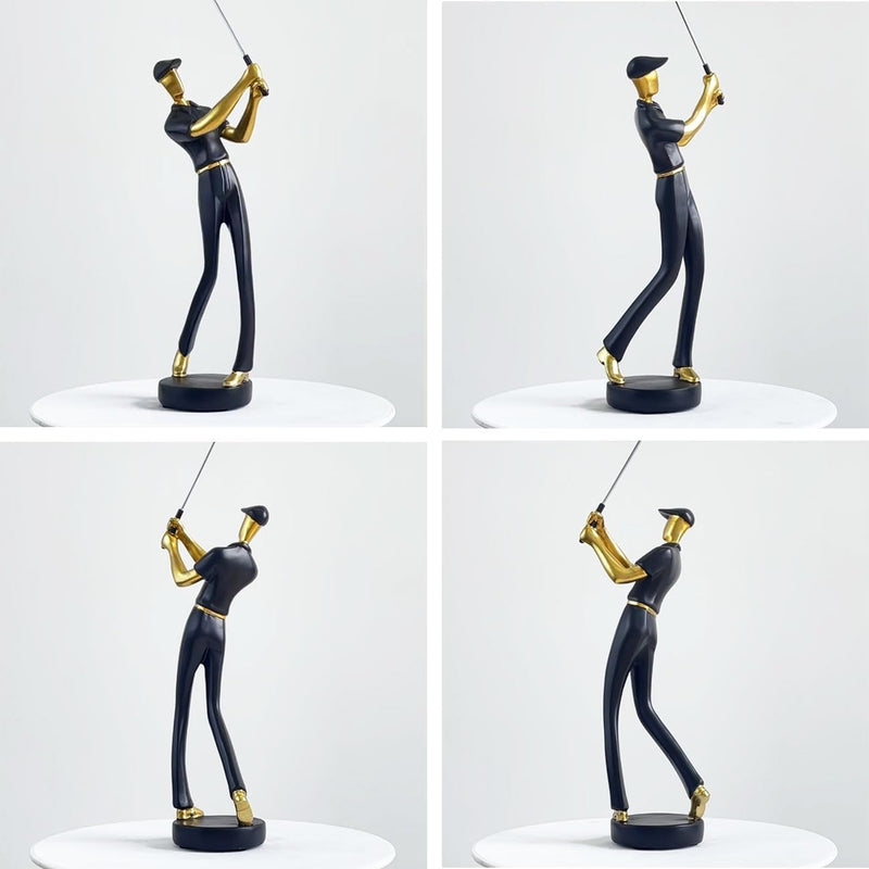 Amoy-Art Golfer Figuren Statue Modern Dekor Skulptur Wohnzimmer Kunst Golfspieler Arts Polyresin Sch