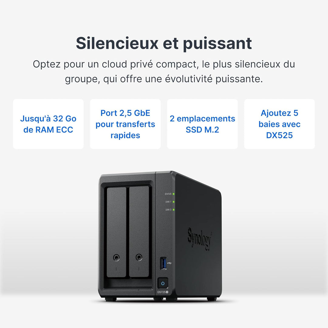 SYNOLOGY Diskstation DS725+ 10.6 cm x 22.3 cm x 16.6 cm, 10.6 cm x 22.3 cm x 16.6 cm