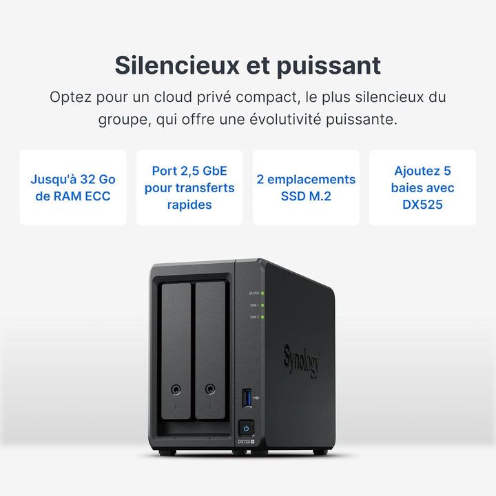 SYNOLOGY Diskstation DS725+ 10.6 cm x 22.3 cm x 16.6 cm, 10.6 cm x 22.3 cm x 16.6 cm