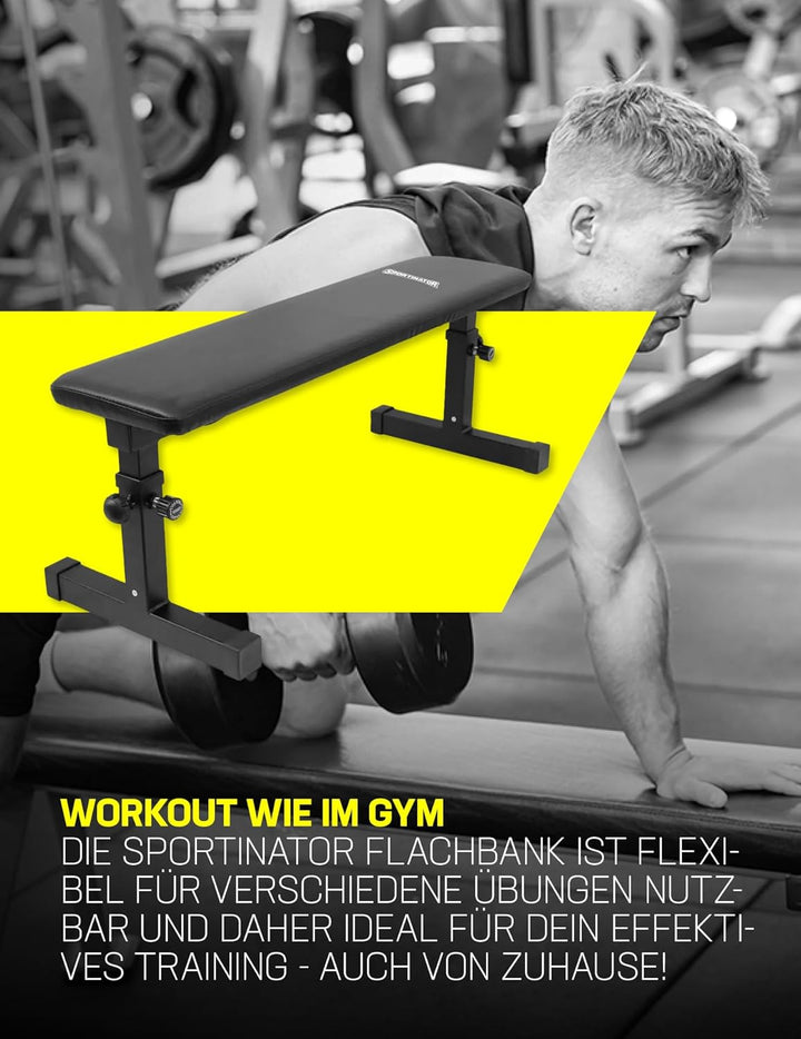 SPORTINATOR® verstellbare Hantelbank – Flachbank für vielseitiges Krafttraining, 5-fach höhenverstel