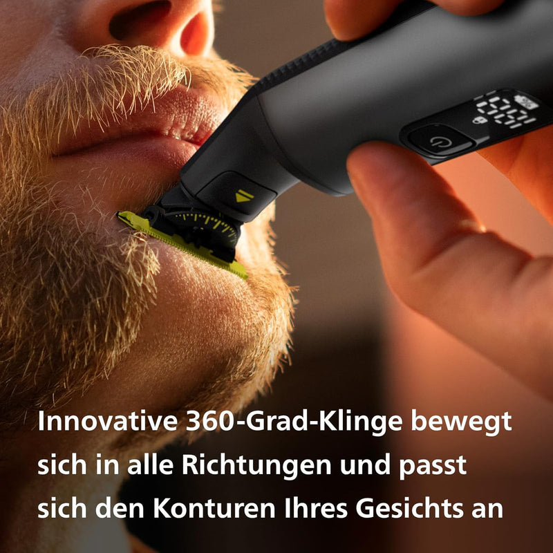 Philips OneBlade Pro 360 Face & Body – Elektrischer Bartschneider, Rasierer und Bodygroomer, 2x 360-