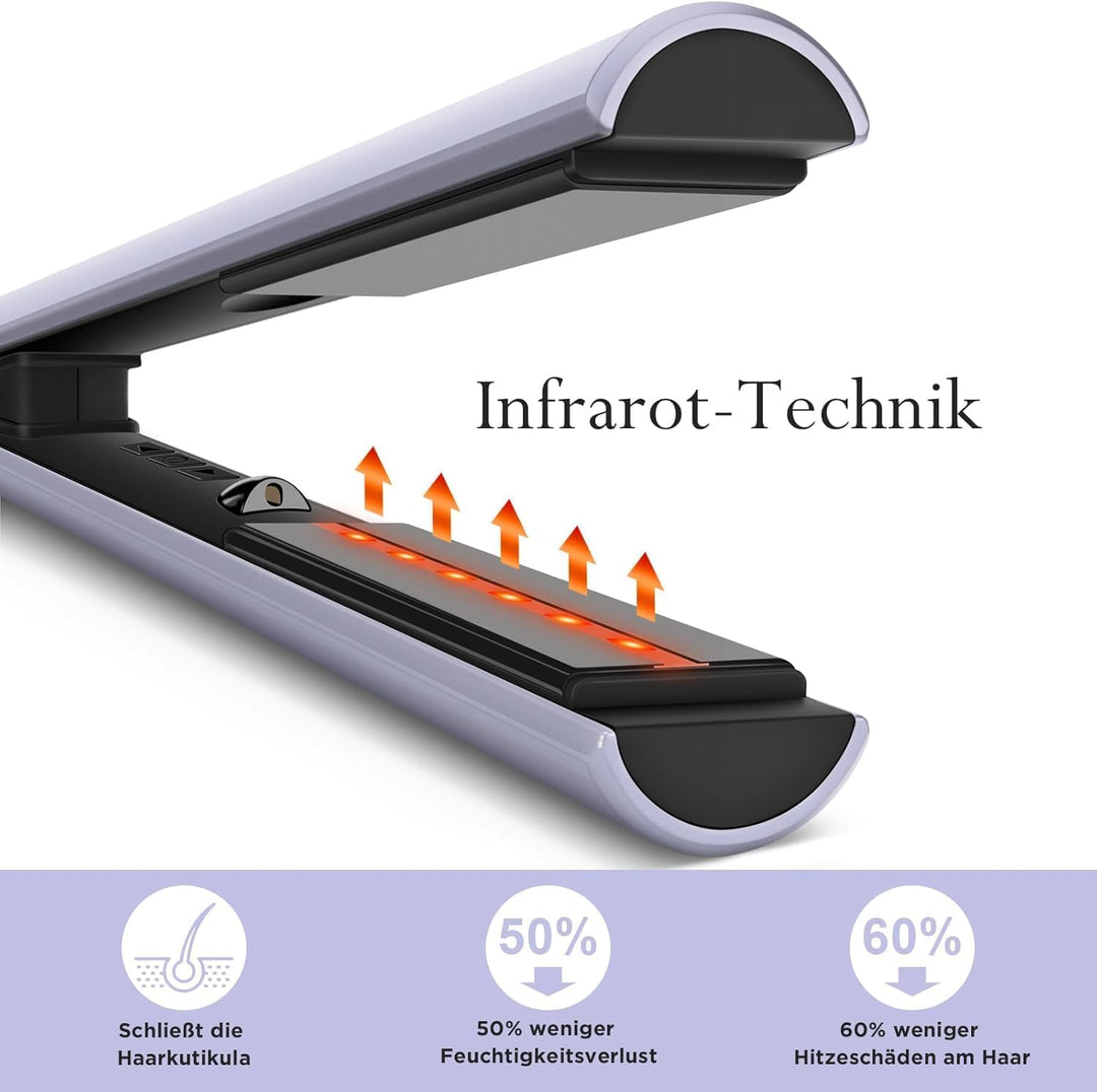 Infrarot-Ionen Haarglätter, PARWIN PRO BEAUTY 2 IN 1 Glätteisen Locken und Glätten, Infrarot- und Io
