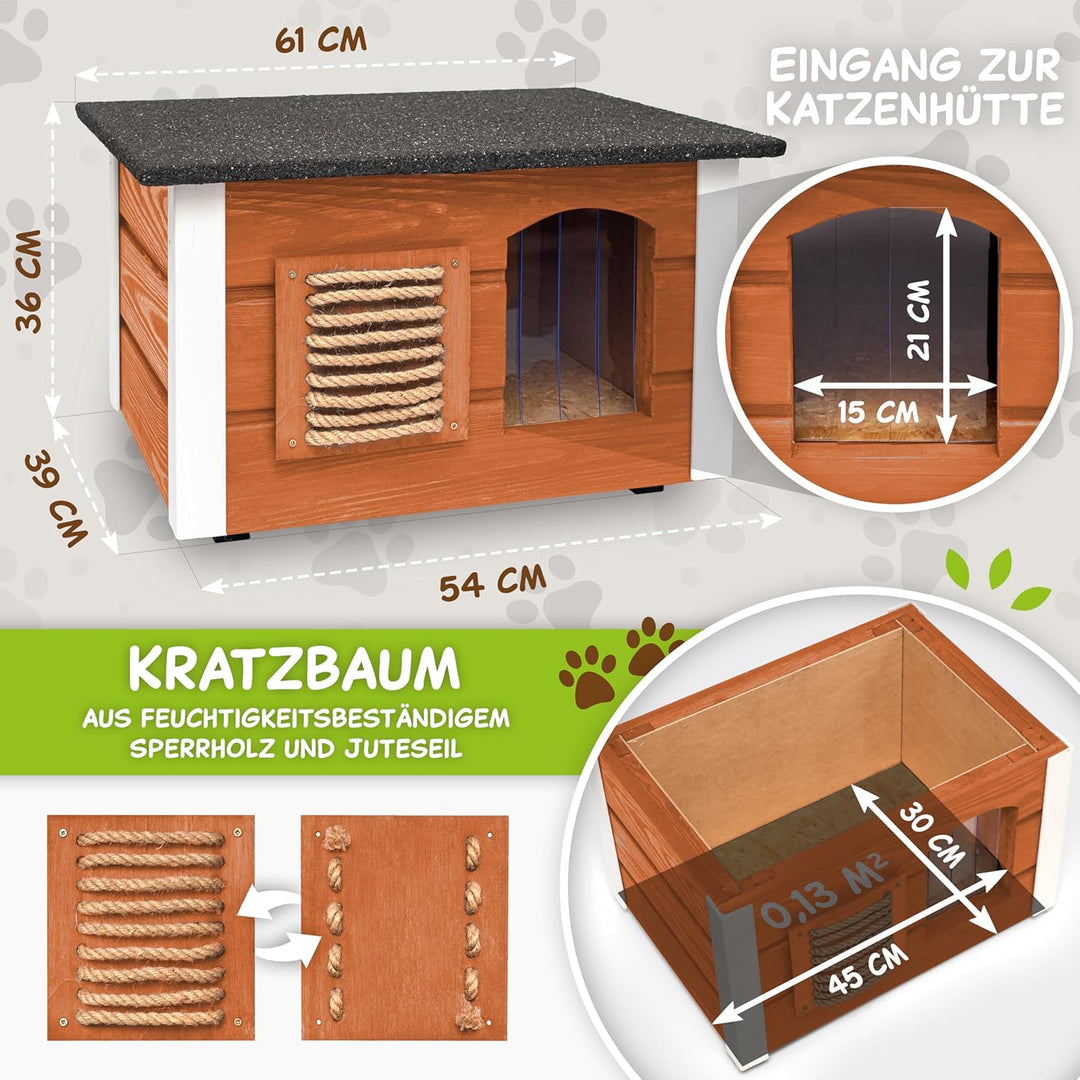 Outentin Katzenhaus Outdoor Winterfest - Katzenhäuschen für Draussen - Isolierte Schutzhütte - Wasse