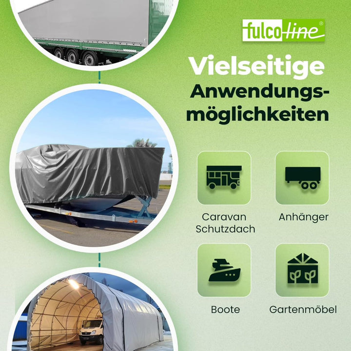 LKW Plane, 700 g, Ösen alle 50 cm mit Saum mit Wunschmass (Dunkelgrau, 2,40 m x 2,00 m) Dunkelgrau 2