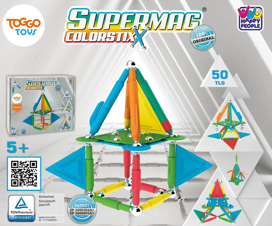 Happy People Supermag Colorstix Magnetisches Konstruktionsspielzeug Magnetische Bausteine Magnetspie