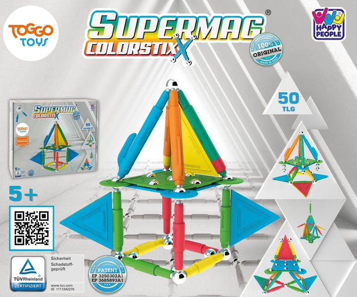 Happy People Supermag Colorstix Magnetisches Konstruktionsspielzeug Magnetische Bausteine Magnetspie