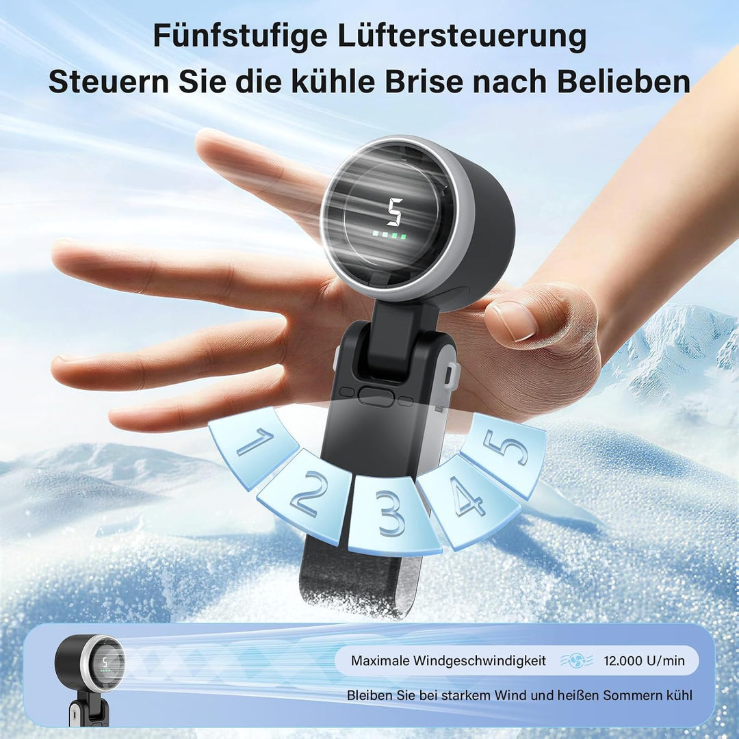 KARFUN Handventilator, 180° Faltbarer Tragbarer Mini Ventilator, 12000r/min | Tischventilator, 12m/s