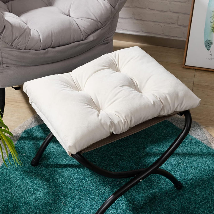 HollyHOME Fusshocker Fussstütze Klapphocker, Faltbar Sitzhocker mit Metallbeinen, Abnehmbar Gepolste