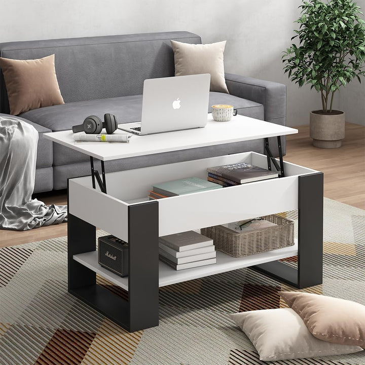 Vicco Couchtisch Lifto, Weiss/Anthrazit, 92 x 51 cm mit Liftfunktion, Weiss/Anthrazit