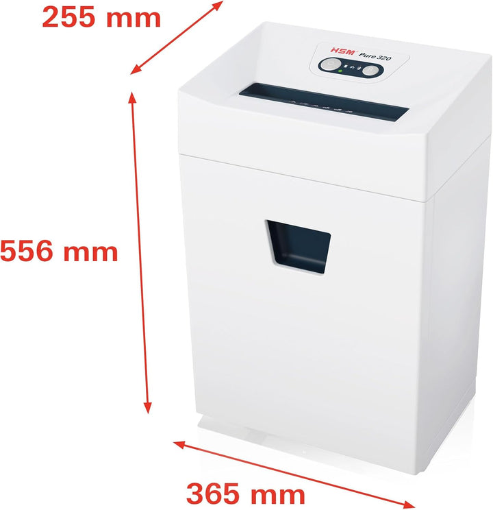 HSM Pure 320 Aktenvernichter I Streifenschnitt 3,9 mm I Sicherheitsstufe P-2 I Office Schredder für