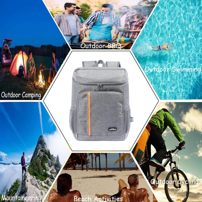 QINGLOU 25L Kühlrucksack Thermo Rucksack Picknickrucksack Kühltasche Gross Isoliert Cooler Bag Männe