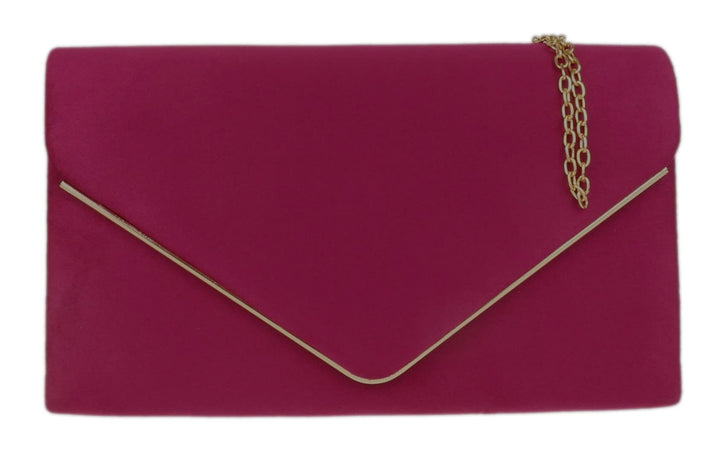 Girly Handbags Faux Suede Clutch Bag Envelope Metallic Frame Women Handbag Dark Rose Dunkle Rose, Du