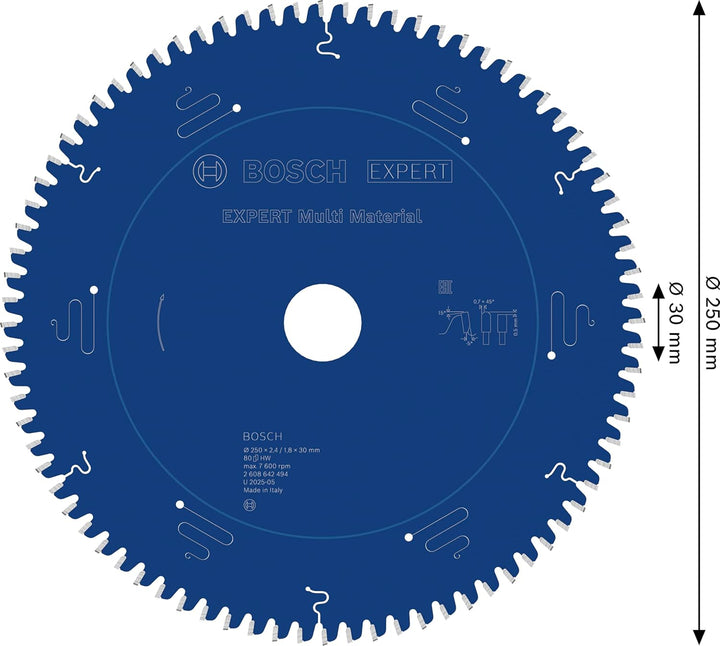 Bosch Professional 1x Kreissägeblatt Expert for Multi Material (für Multimaterial, Sägeblatt Ø 250 x