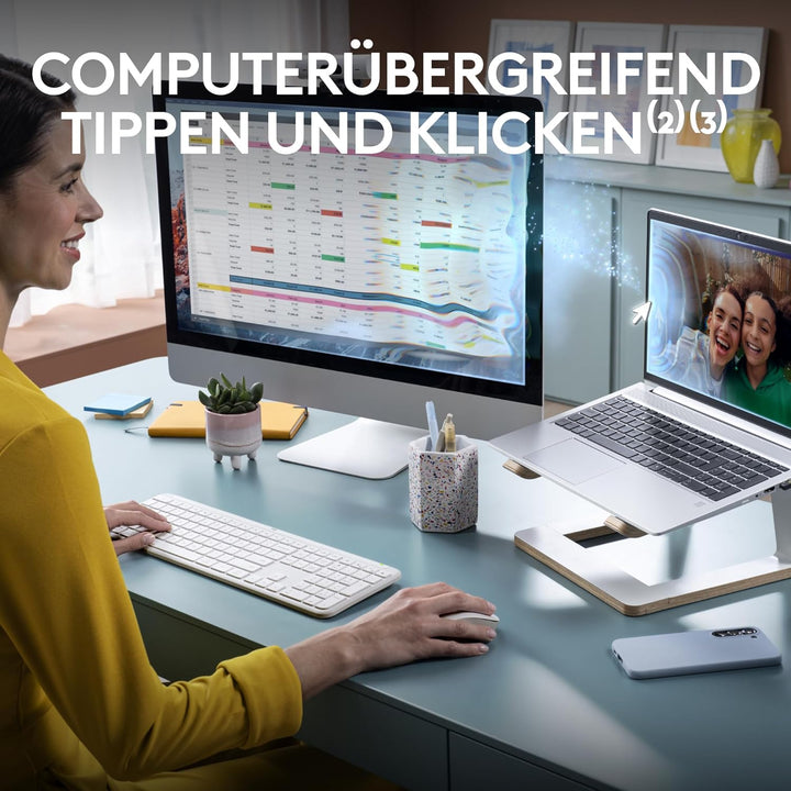 Logitech MK950 Signature Slim kabelloses Tastatur-Maus-Set, schlankes Design, leise tippen, Wechsel