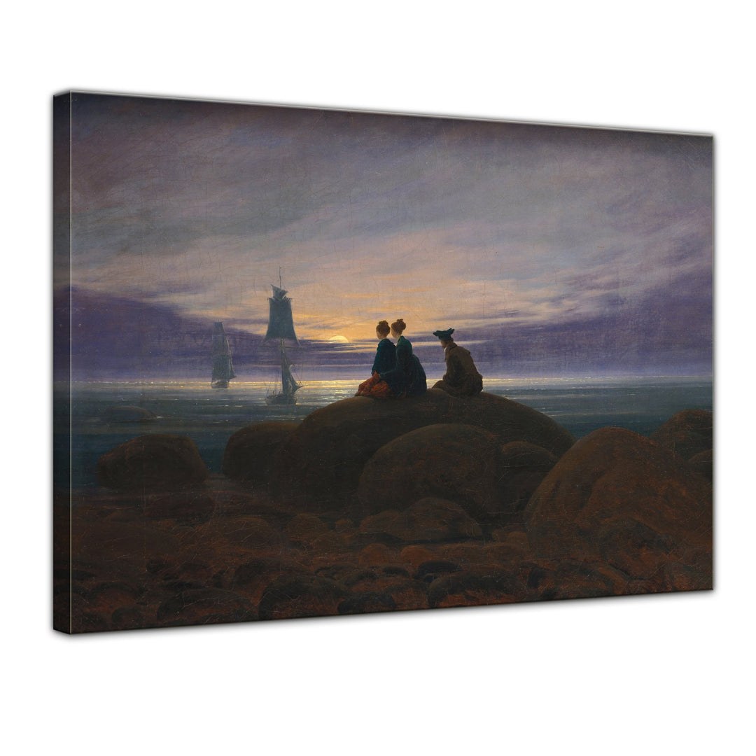 Bilderdepot24 Bild auf Leinwand | Caspar David Friedrich Mondaufgang am Meer in 70x50 cm als Wandbil