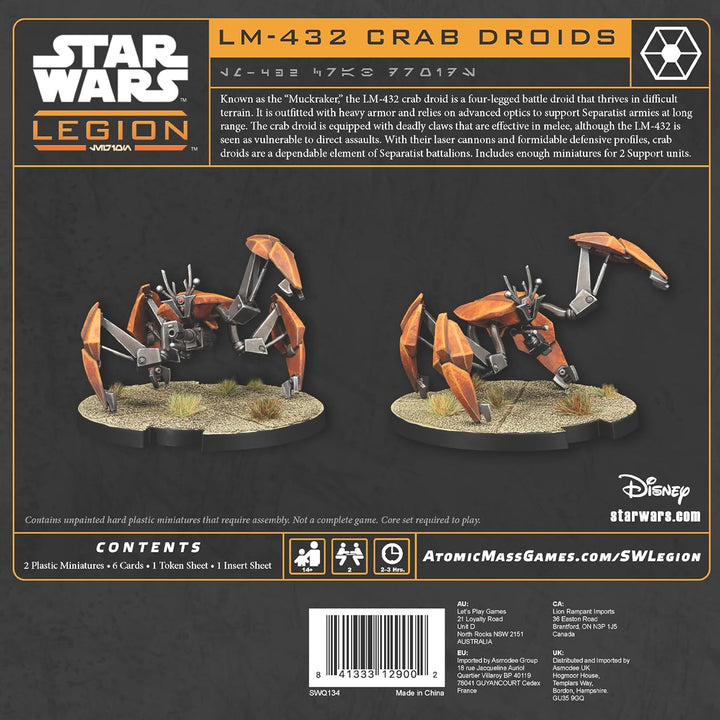 ATOMIC MASS GAMES, Star Wars: Legion – LM-432 Crab Droids (LM-432-Krabbendroiden), Erweiterung, Tabl