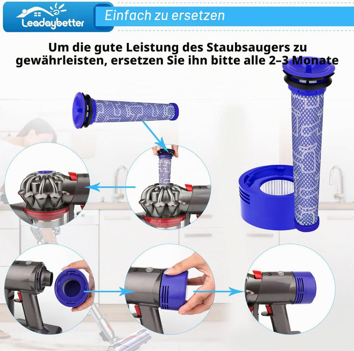 3 Stück V8 Filter HEPA Nachmotorfilter & Vorfilter für Dyson V8 V7 Animal Absolute Akku Staubsauger